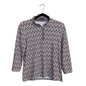 J McLaughlin Catalina Cloth Quarter Zip Pullover Geometric Golf Top Womens M